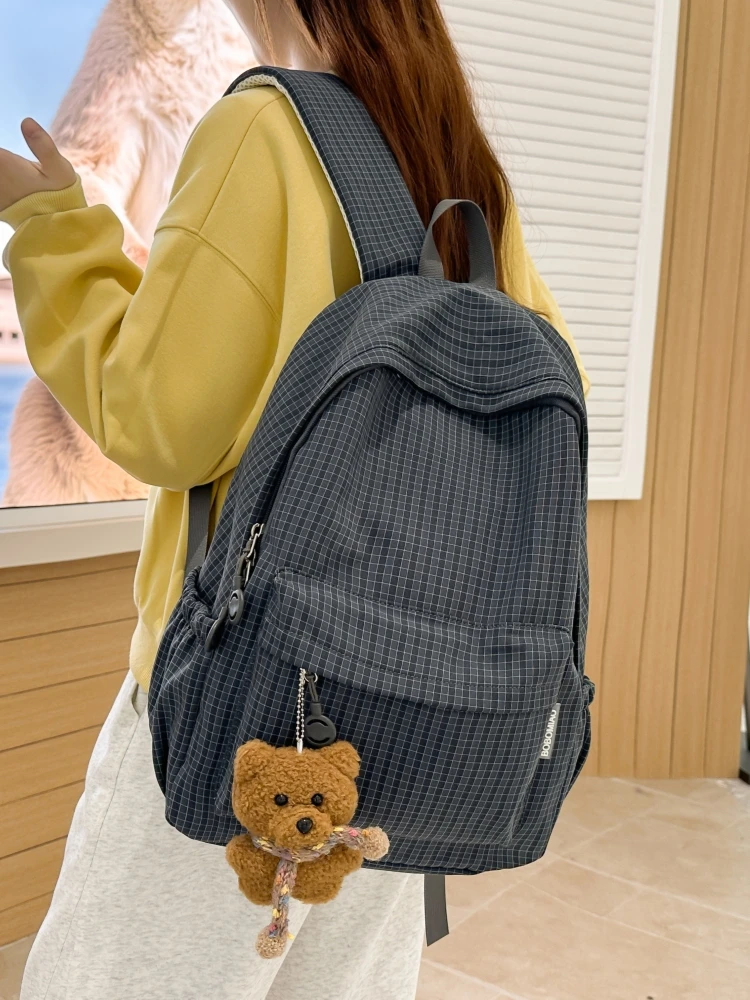 

Casual Nylon Backpack for Girls High School Students College Students Simple Double Shoulder Bag Korean Harajuku Style Backpack
