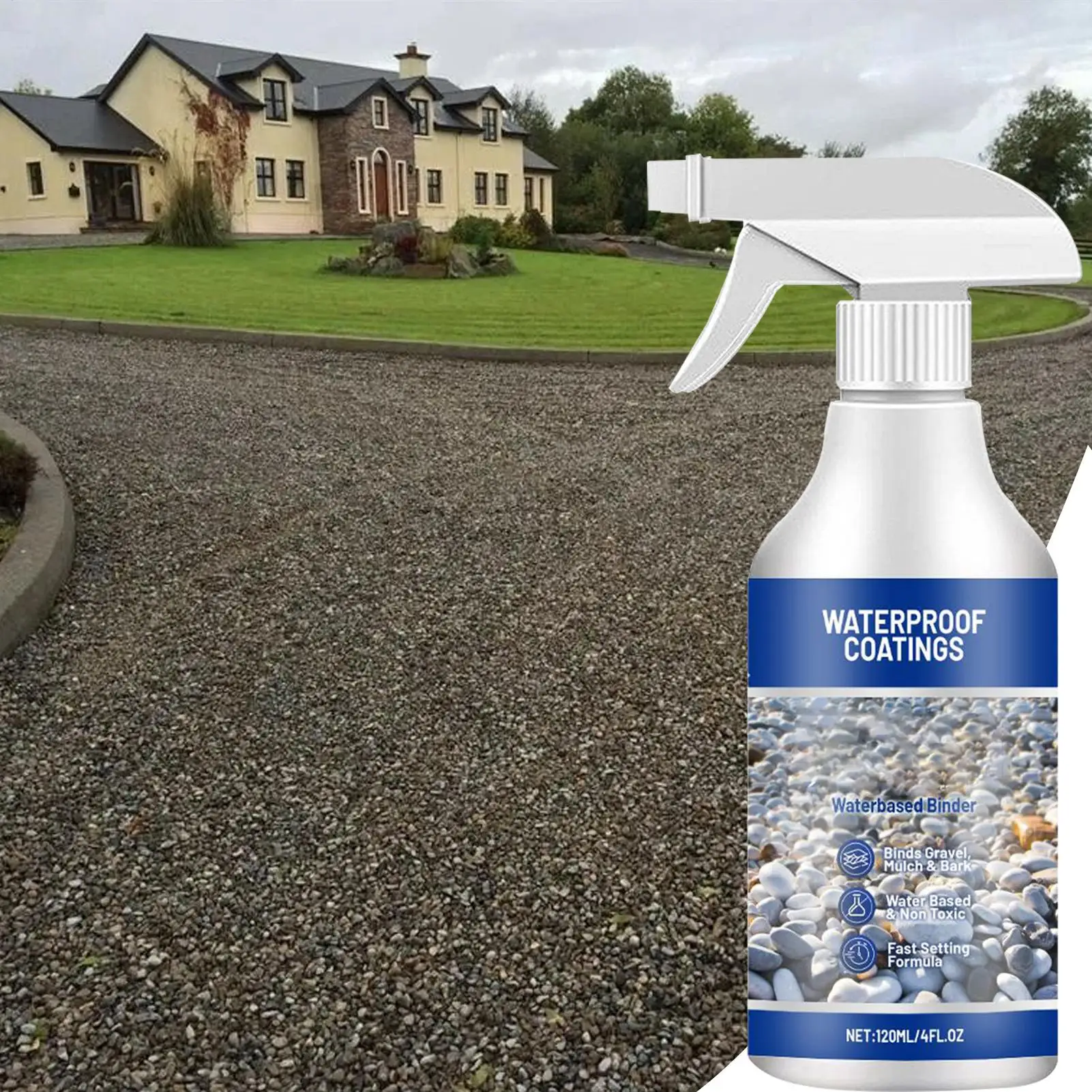 New Rock Glue For Outdoor Pea Gravel Landscape Rock Glue Sealer Adhesive Waterproof Fast Drying Spray Yard Gravel Binder 120ml