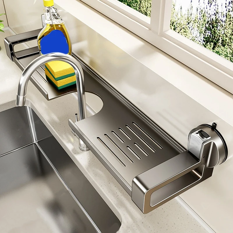 

50cm Bathroom Storage Suction Cup Shelves, Non-Perforated Installation, Kitchen, Laundry Sink Multi-Scene Application