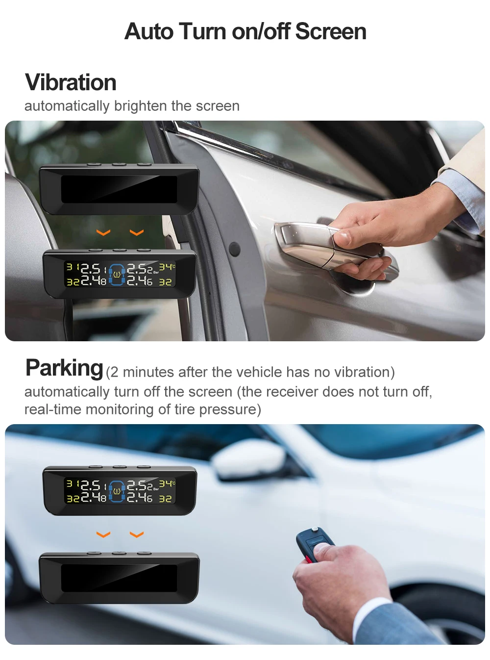 Wireless Solar-Powered Tire Pressure Monitoring System with Built-in Air Pressure and Temperature Detection