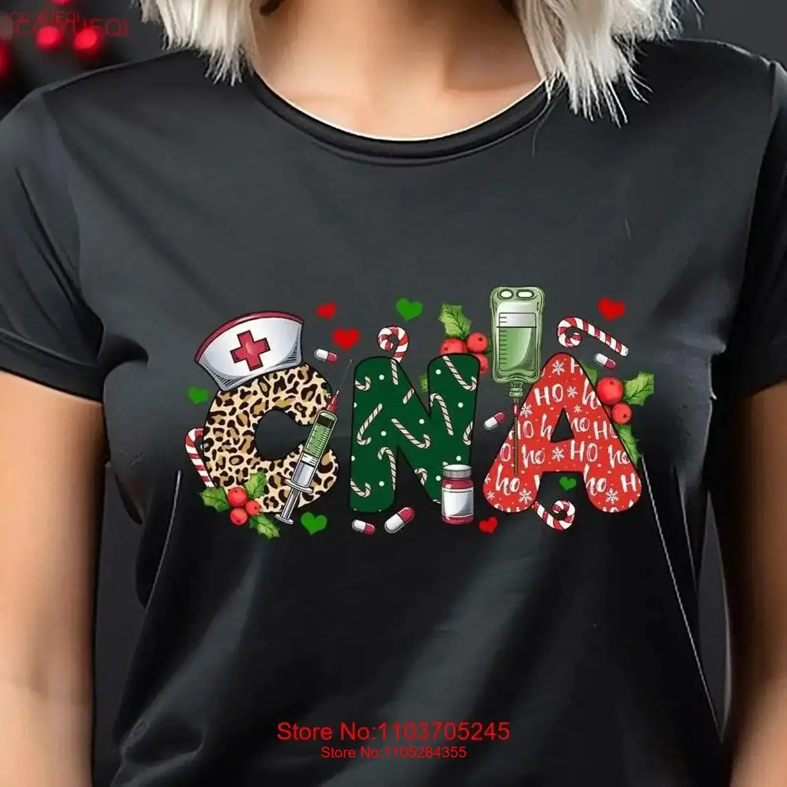 CNA Christmas ER Rn Bella Canvas Crew Neck T Shirt DTF 50699 vintage Washed Versatile Soft homme Stylish Slightly Unisex