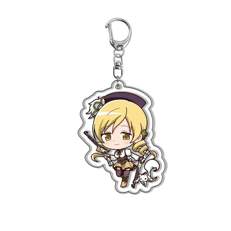 Anime Puella Magi Madoka Magica Keychain Pendant Kaname Akemi Homura Miki Sayaka Tomoe  Key Chain Ring Figure Ornament Fan Gifts