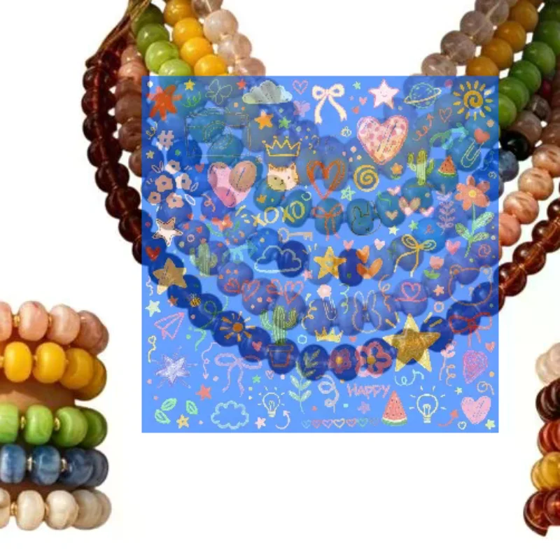 Y2K Colorful Smudging Resin Beads Chain Necklace For Women Trend Collares Vintage Clavicle Chain Party Jewelry