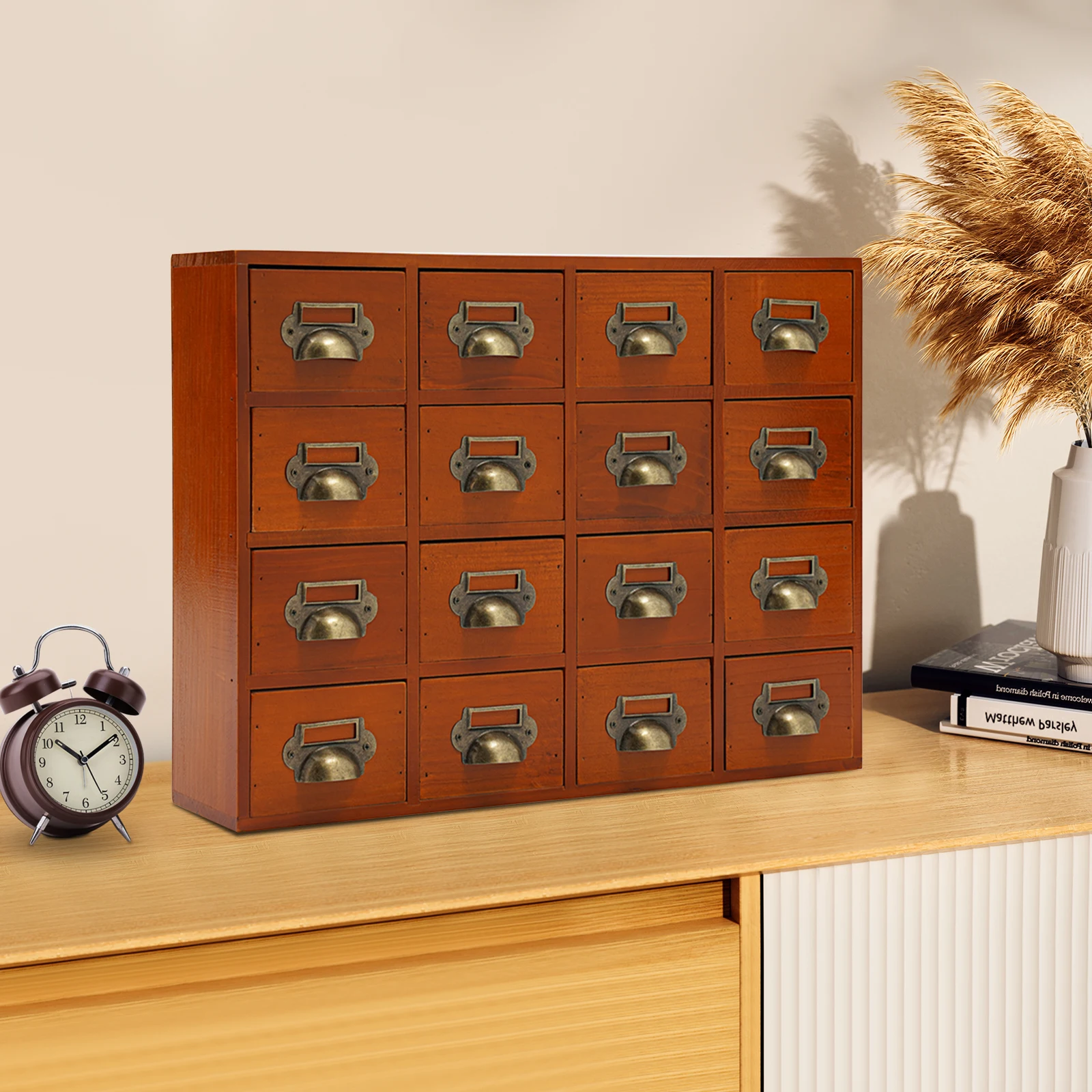 

Настольный органайзер-ящик для хранения для офиса, кабинета, спальни, туалетного столика, 16-секционный настольный органайзер-ящик (с ручкой-корпусом)