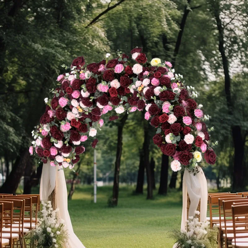 100CM Artificial Rose Row Outdoor Wedding Arrangement Row Flower Background Wall Window Table Decoration Strip Flower