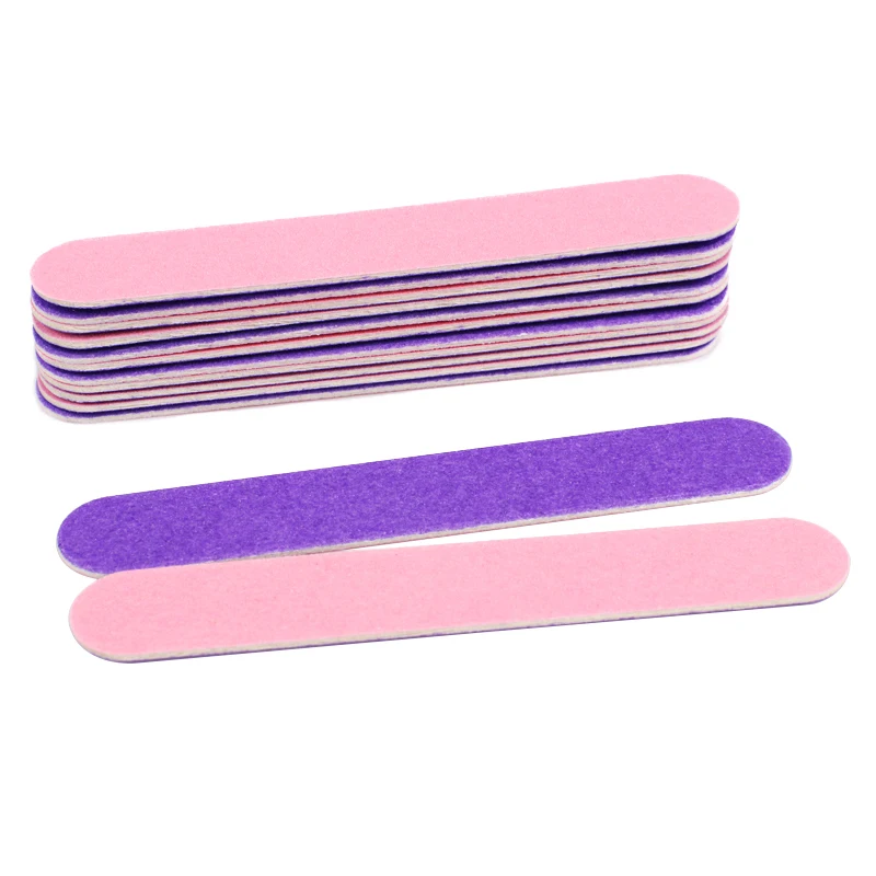 Minilimas de uñas desechables, palo de madera de 85mm, limas de doble cara para manicura y pedicura, 100 unids/lote