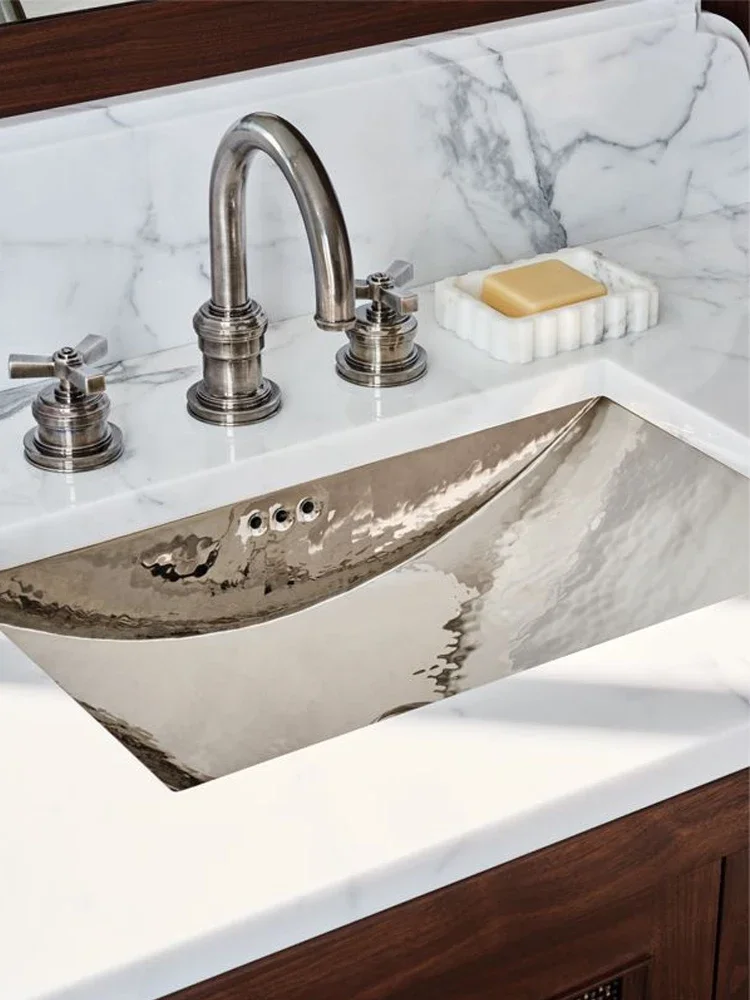 

Washbasin Washbasin Large single basin Bathroom semi-inlaid basin Washbasin Undercounter basin Copper retro metal integra