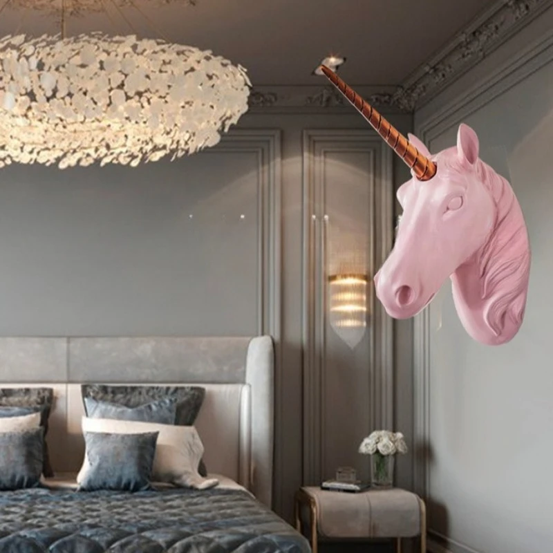 Unicorn Horse Head Wall Art, Resin 3D Animal Mount for Living Room, Entryway Background Decor, Creative Home Ornament - view 5