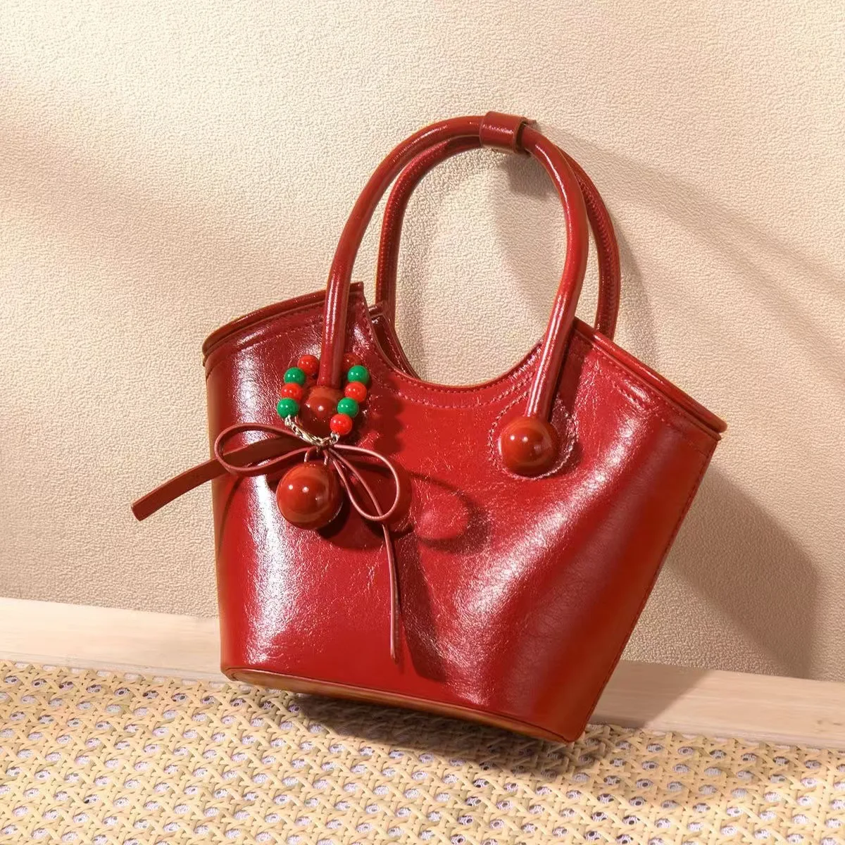 2026 Fashionable Women's Red Handbag Versatile Casual Shoulder Bag Oil Wax Leather Crossbody Mini Bags for Women Designer view 4
