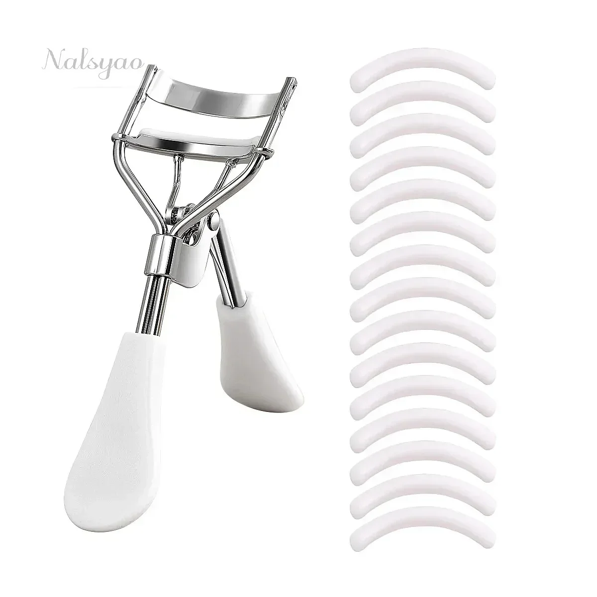 With 15 Silicone Pads Stainless Steel Eyelash Curler Portable Lash Curling Tool for Eyelash Extension & Makeup