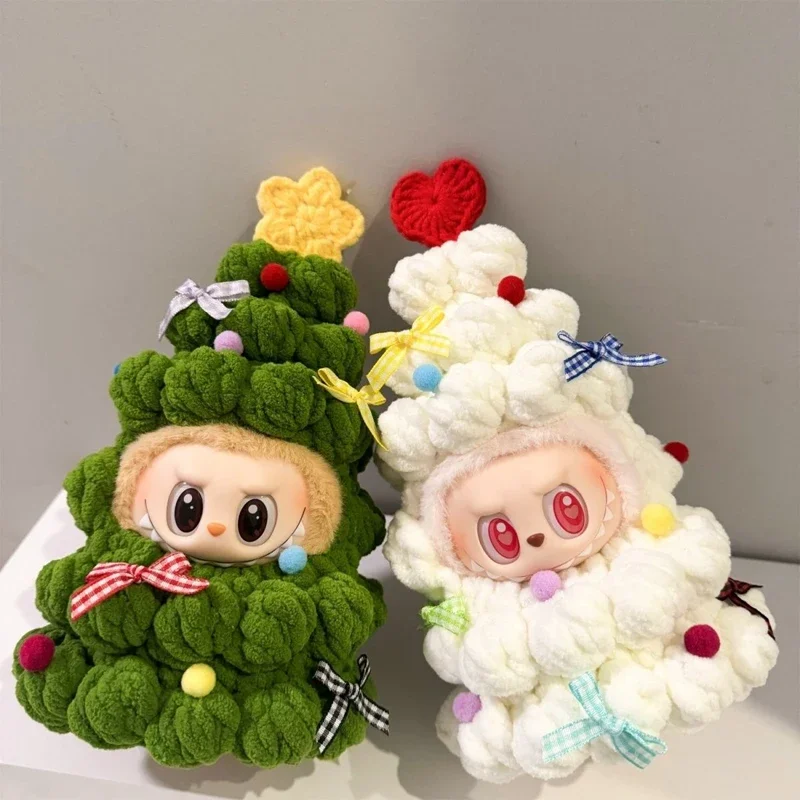

New DIY Handmade Material Package Soft Knitted Crochet Doll Clothes for 17CM Labubu Cute Christmas Tree Shape Outfit Xmas Gifts