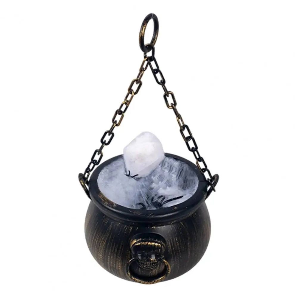 Indoor Theme Display Halloween Witch Cauldron Halloween Cauldron Decoration with Colorful Led Lights Black Witch for Trick