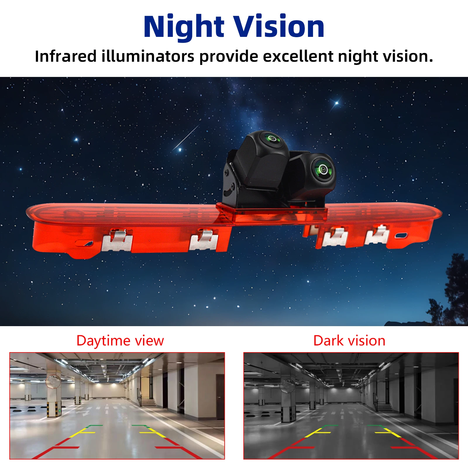 An Dual Rear View Brake Light Reversing Camera for Peugeot Expert Citroen Jumpy MK3 Vauxhall Vivaro [C] 7-inch display kit