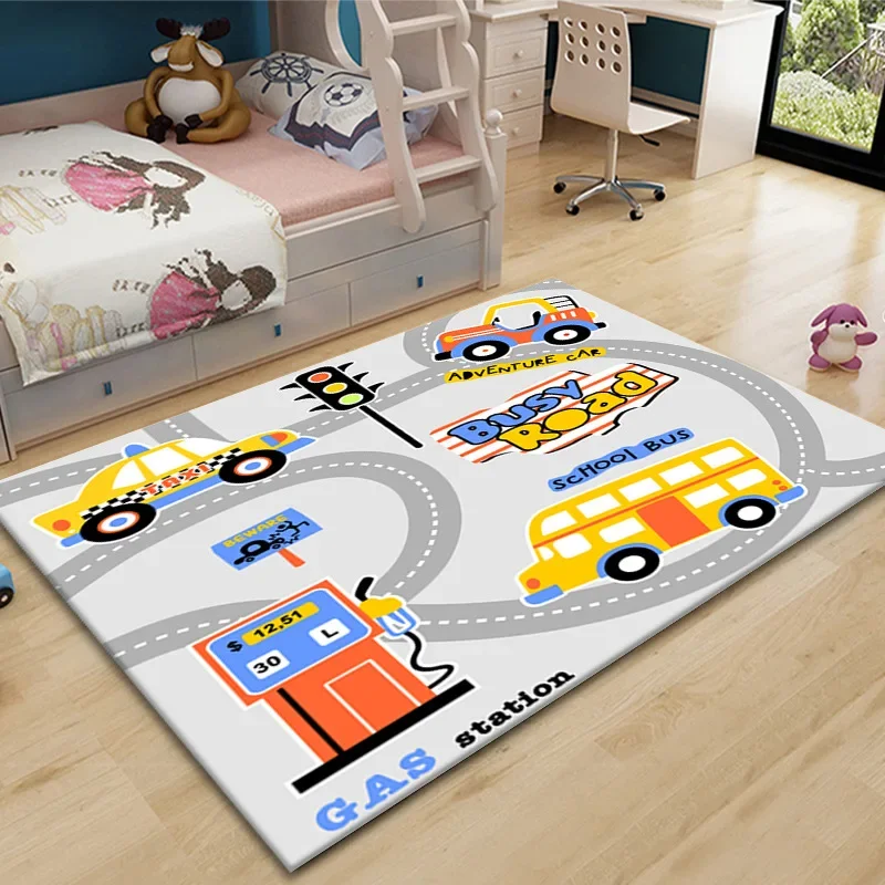 Kids City Road Playmat Taffic Carpets Highway Map Child Play Crawling Game Floor Mat Home Living Room Bedside Non-slip Area Rugs