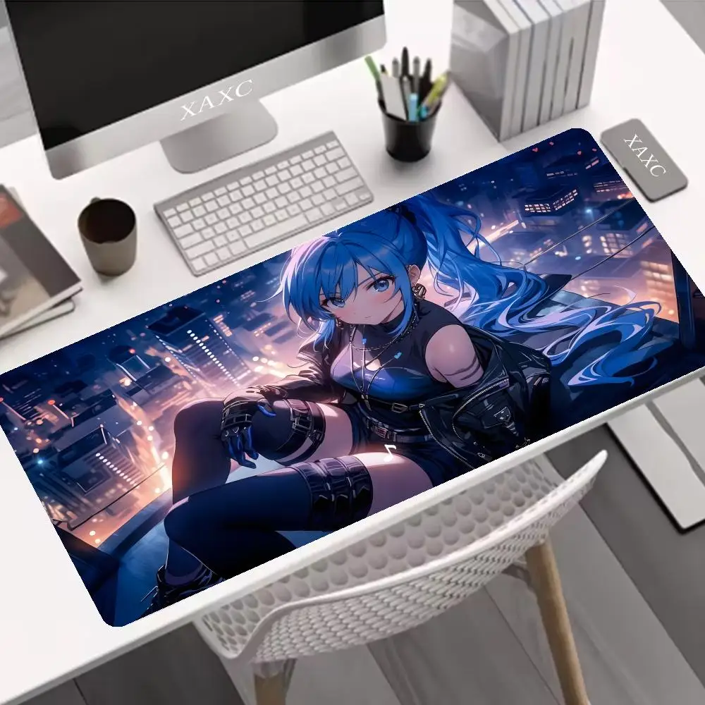 Cool Anime Girl Cyber City Mouse Pad, Neon Aesthetic Large Desk Mat, Smooth Gaming Surface for PC Setup  XAXC