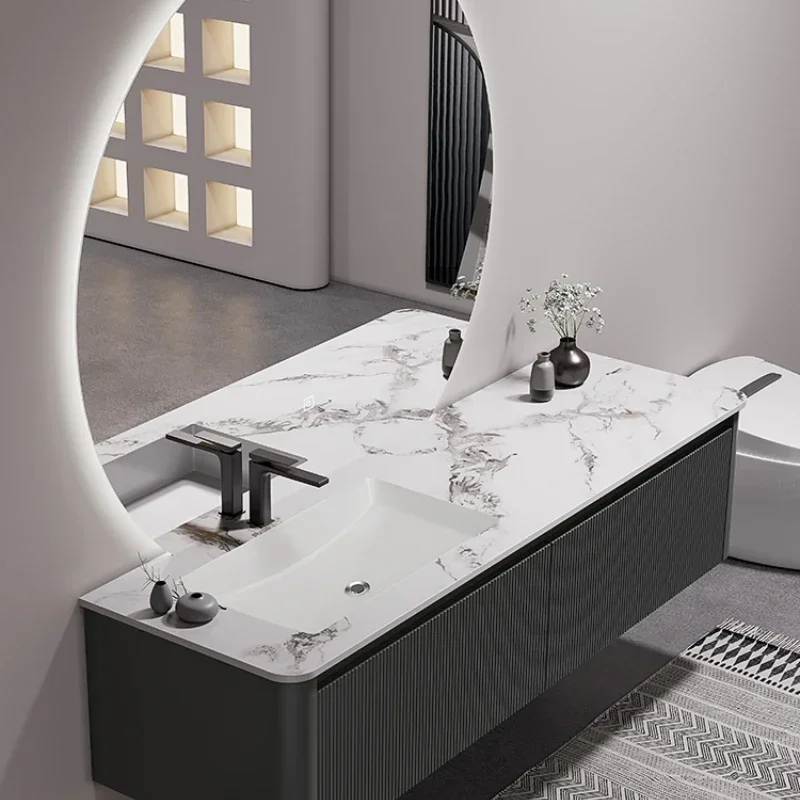 

Bathroom cabinet combination rock slab ceramic seamless integrated basin washbasin master bedroom