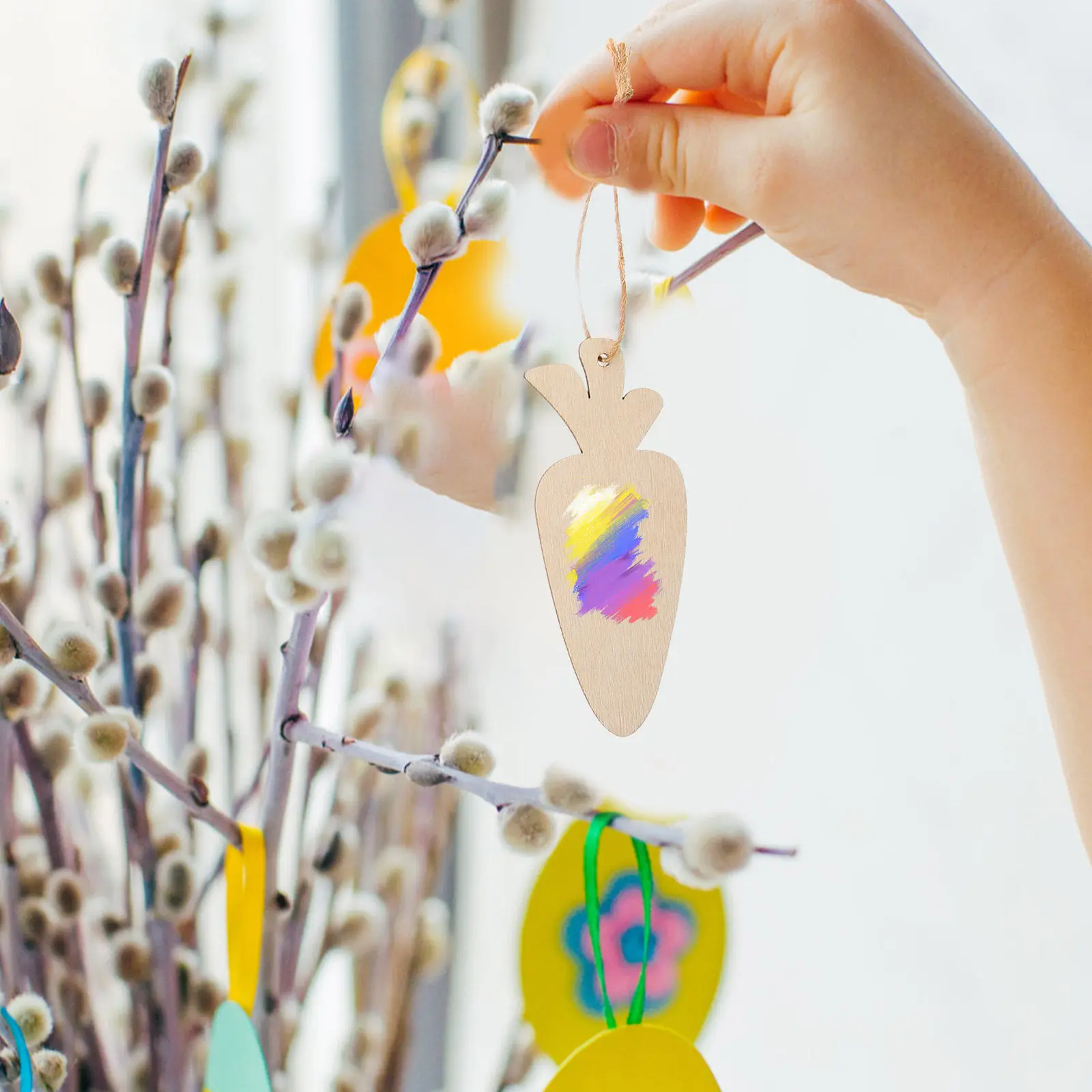 

36 шт. заготовок для поделок из дерева в форме моркови, натуральные необработанные деревянные элементы для DIY-творчества, пасхальные украшения, товары для вечеринок