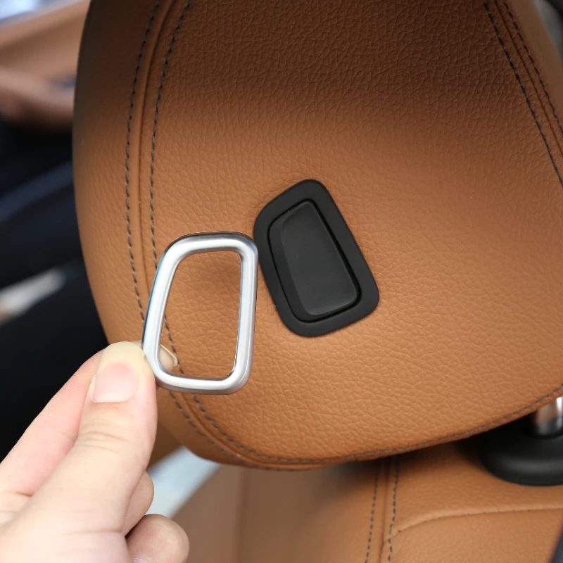 

For BMW 5 Series X5 X6 2018-22 ABS Silver Car Headrest Lift Button Adjustment Cover Decorative Sticker Interior Car Accessories