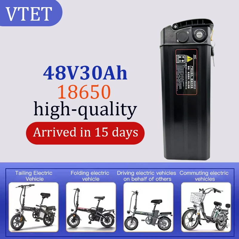 

2025 New VTET Folding Electric Bicycle Battery 48V 30Ah Replacement Battery Durable High Quality Battery Portable