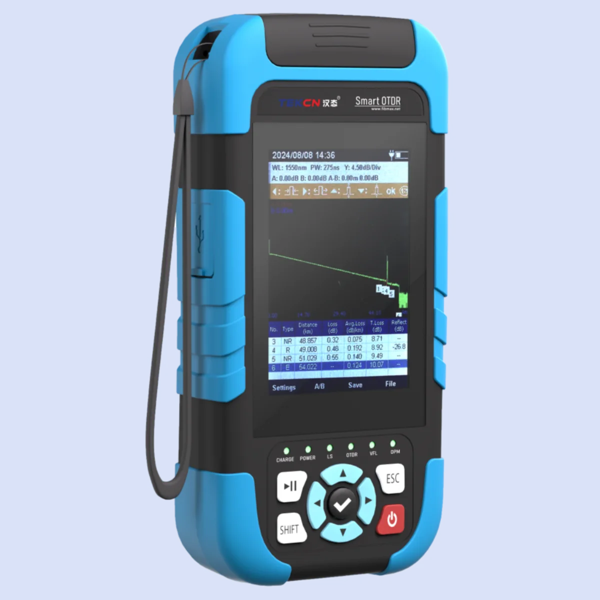 TEKCN TC-330 OTDR/ Optical Time-Domain Reflectometer / FTTX Fiber Breakpoint Tester with Event Map/OPM/VFL/OLS/RJ45 Test