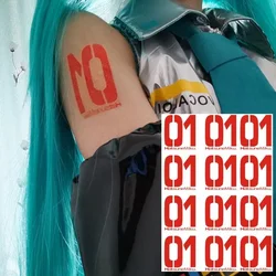 Autocollant de dessin animé numérique rouge personnalisé, pâte de tatouage anime Hatsune, autocollant COS, bras étanche, cadeaux cancers personnalisés, Kawaii, 5cm, 01, 02, 03, 4 pièces