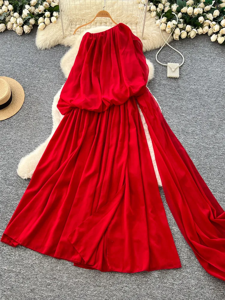 

Женское красное вечернее платье в винтажном стиле, пляжное платье, роскошное платье без рукавов для вечеринок, Y2K, с открытыми плечами, цельное, летняя одежда 2026