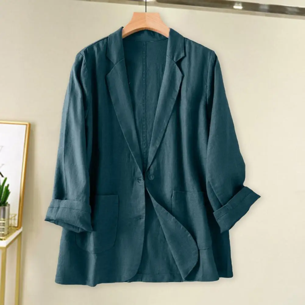 Women Spring Suit Coat Loose Fit Lapel Jacket Business Outwear Women's Suit Coat with Lapel Long Sleeve Single Breasted Jacket