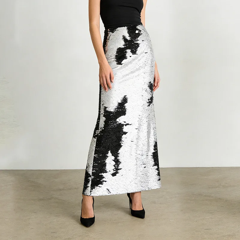 

Зимняя женская элегантная юбка с пайетками, высокая талия, А-силуэт, мини-юбка для женщин, повседневные модные юбки