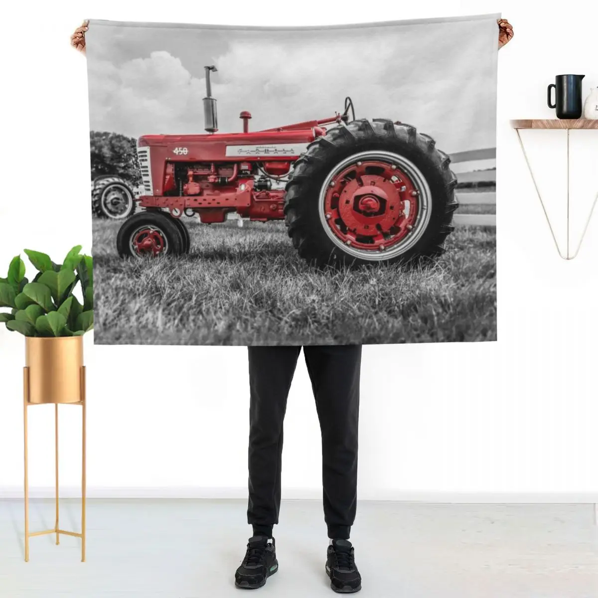 Vintage IH 450 Selective Red Throw Blanket Extra Large Throw Soft Plaid Retros valentine gift ideas Picnic Blankets