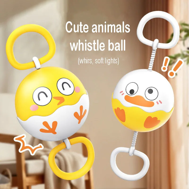 Children's Glowing Pull Rope Flywheel Toy Retro Flashing Rotating Whistle Hand-Eye Coordination Outdoor Play
