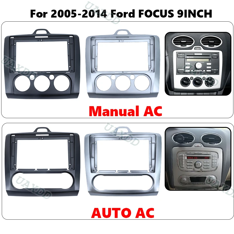 2 Din Car For 2005-2014 Ford FOCUS 9INCH Manual AUTO AC radio Android frame Kit panel video center console fascia dashboard MP5