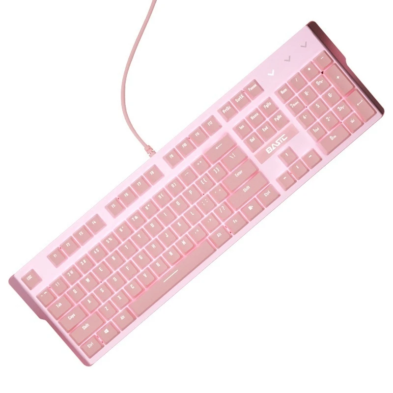 Girl Pink Mechanical Keyboard Romantic Starlight Effect Wired 104 Key Blue Axis Red Axis Esports Game Girl Cute Christmas Gift