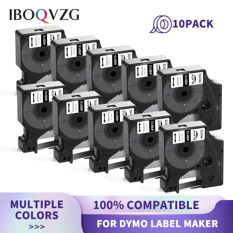 IBOQVZG 10PK For Dymo D1 12mm Tapes 45010 45013 45018 45022 45021 Label for Dymo label manager LM 120P 160 210D label maker