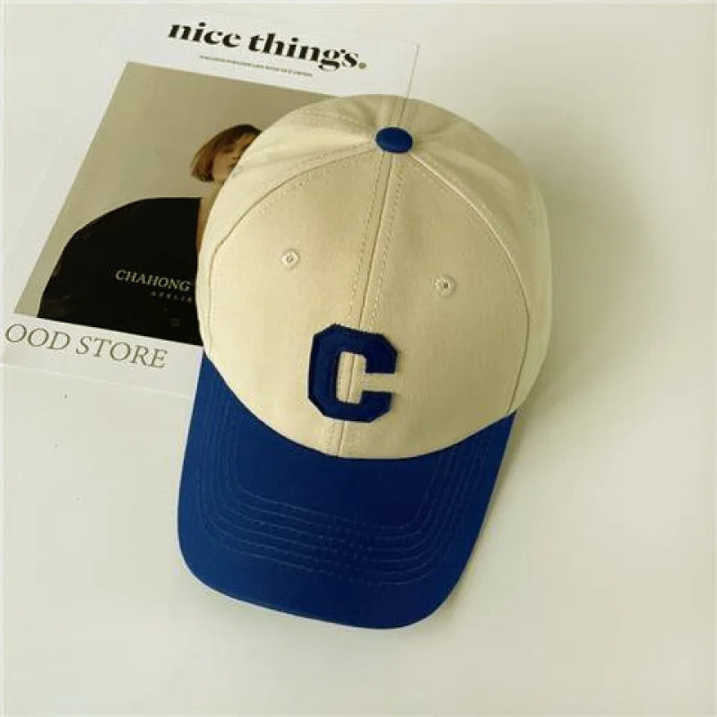 Korean version of color matching C letter cap men and women spring and autumn ins fashionable versatile couples casual sunshade