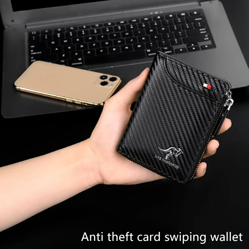 Anti Theft Card Swiping Bag Anti Magnetic Wallet Vintage Genuine Leather Men's Wallet Business Coin Purse Male Money Clip