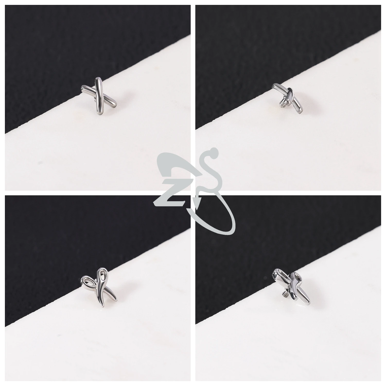 ZS 1 Piece Punk 316L Stainless Steel Dermal Anchor Men Dolphin Heart Dermal Piercings Hide In Skin Microdermal Piercing Jewelry