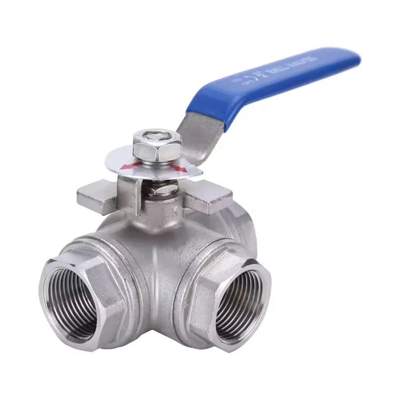 Stainless Steel Three-Way Ball Valves Pneumatic Manually Controlled Check Valve Water Gas OEM Customizable Manufactured China