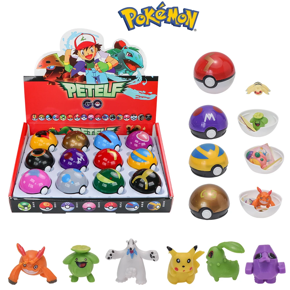 Pokemon Figure Toys 12pcs/Set Random Poke Balls Ultra Ball Master Ball Model Set Interesting Hidden Blind Box Funny Dolls Gift