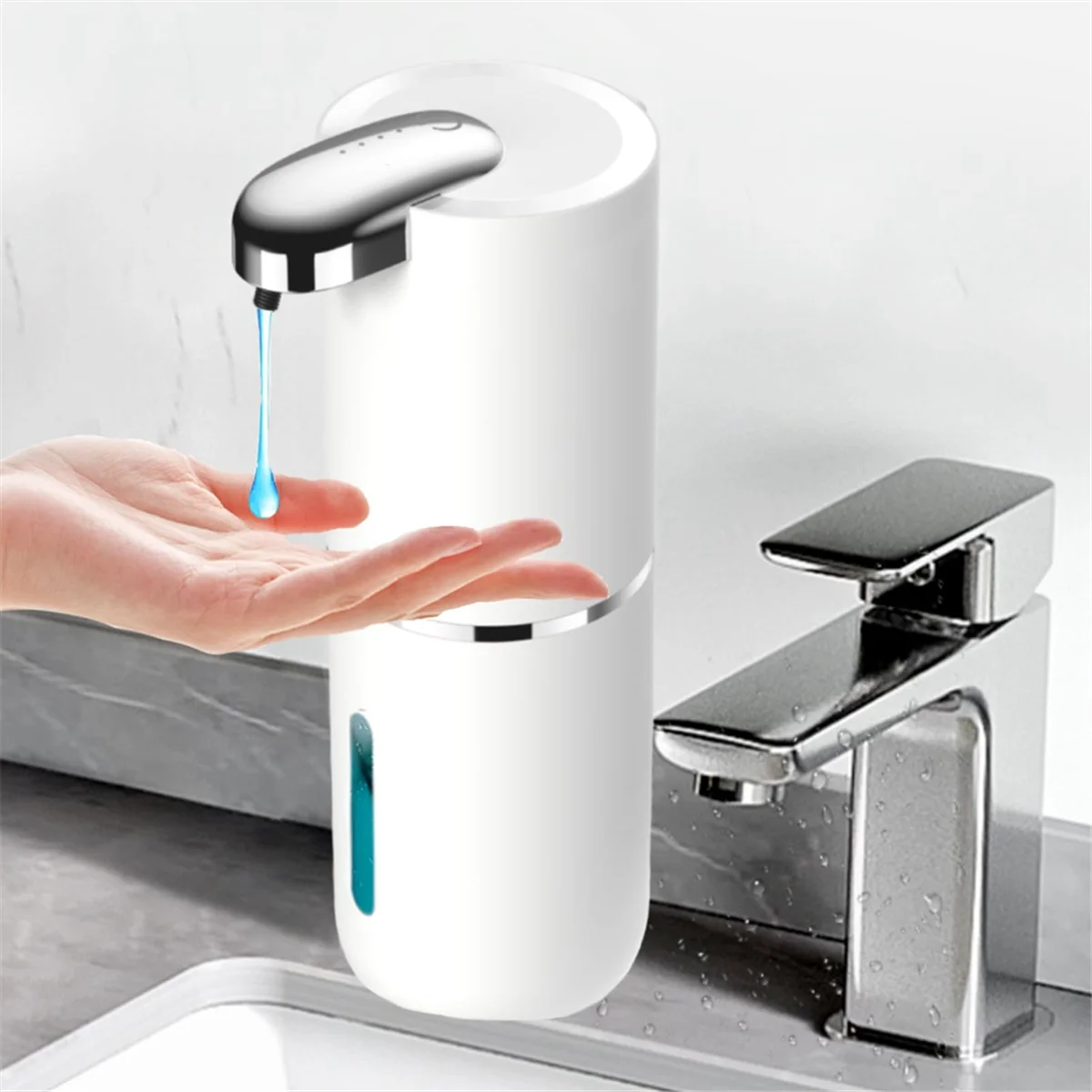 AB51 자동 비누 디스펜서 - 13.5 Oz 터치리스 폼 비누 디스펜서, 욕실 주방 접시 비누용 벽 디스펜서 펌프