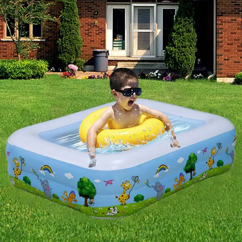 1.2/1.5M Blue Square Inflatable Children\'s Baby Water Swimming Pool Air Pool Paddling Pool For Home Garden Grass Ground