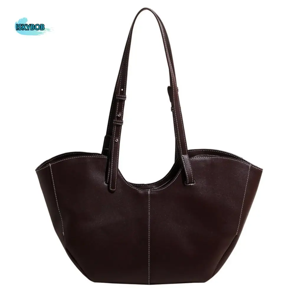 

Handbag Large Shoulder Bag Large Capacity Dumpling Bag PU Leather Tote Bag Solid Color Business Underarm Bag Travel