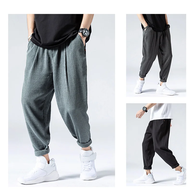 

Summer Thin Ice Silk Casual Pants Men Fashion Hip Hop Loose Plus Size Quick Drying Pants Mens Clothing Harajuku Harem Pants Male