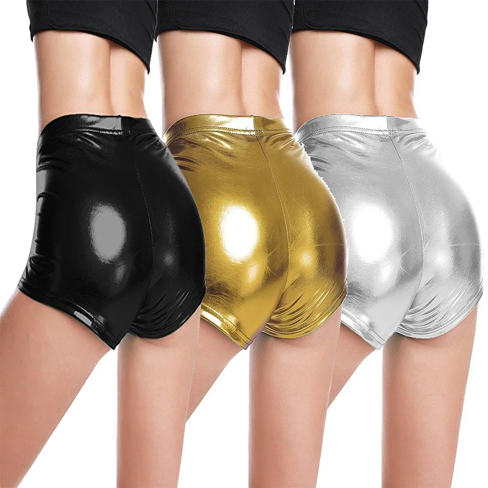 Mode Frauen ultra dünne glänzende Hot pants hohe Taille Stretch kurze Hosen Frauen Fitness Fitness atmungsaktive Shorts