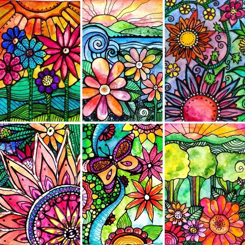 

Spring Flowers Bloom Abstract Art Diamond Painting New Diy Cross Stitch Mosaic Diamond Embroidery Fantasy Floral Wall Decor