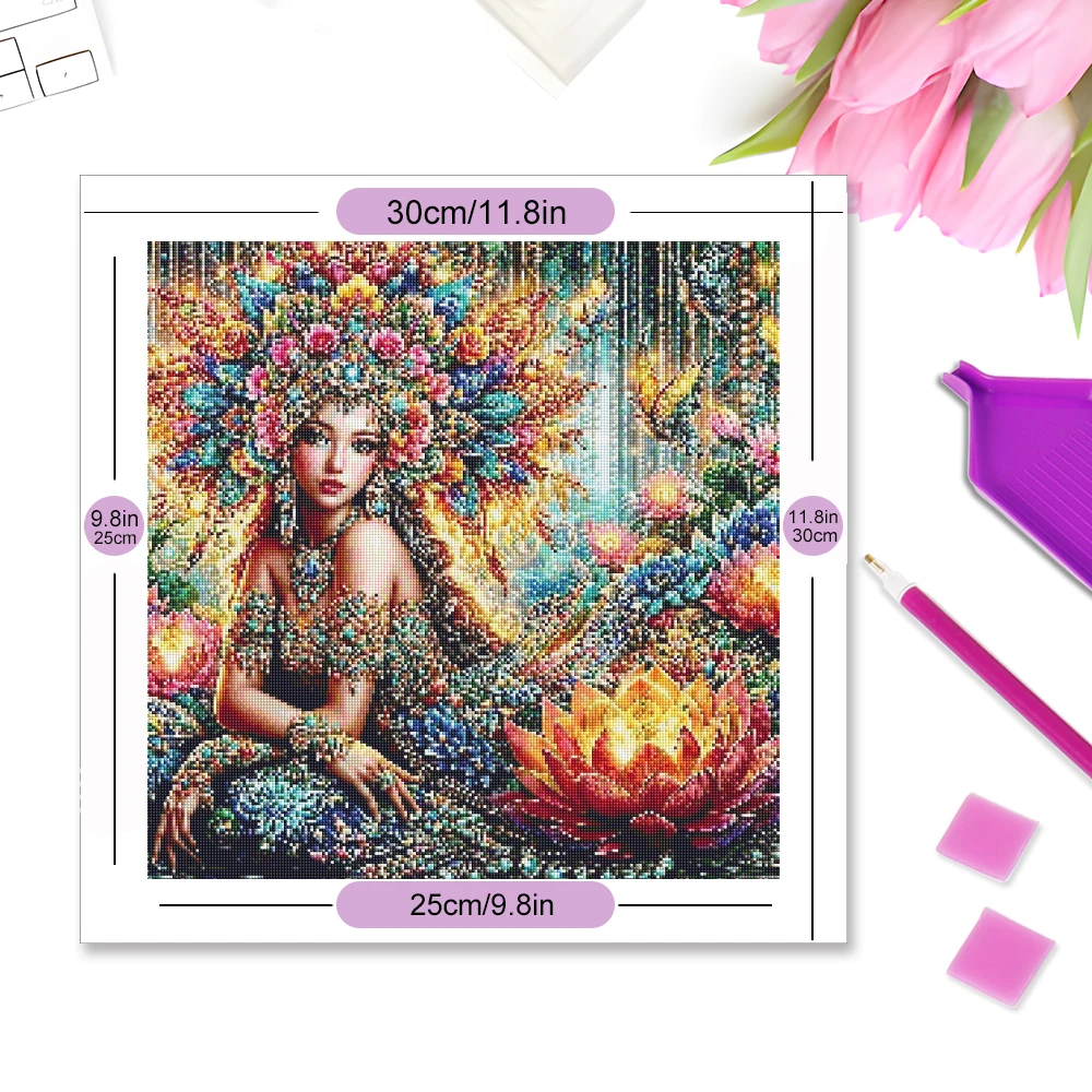Momoart Diamond Mosaic Woman Rhinestones Pictures Girl Painting Portrait Flower Lotus New Arrivals Handmade Hobby