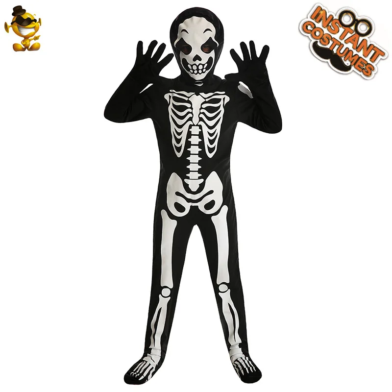 Funny Child Toddler White Skull Ghost Bone Role Play Costume Stage Ghost Suit One Piece Party Costume