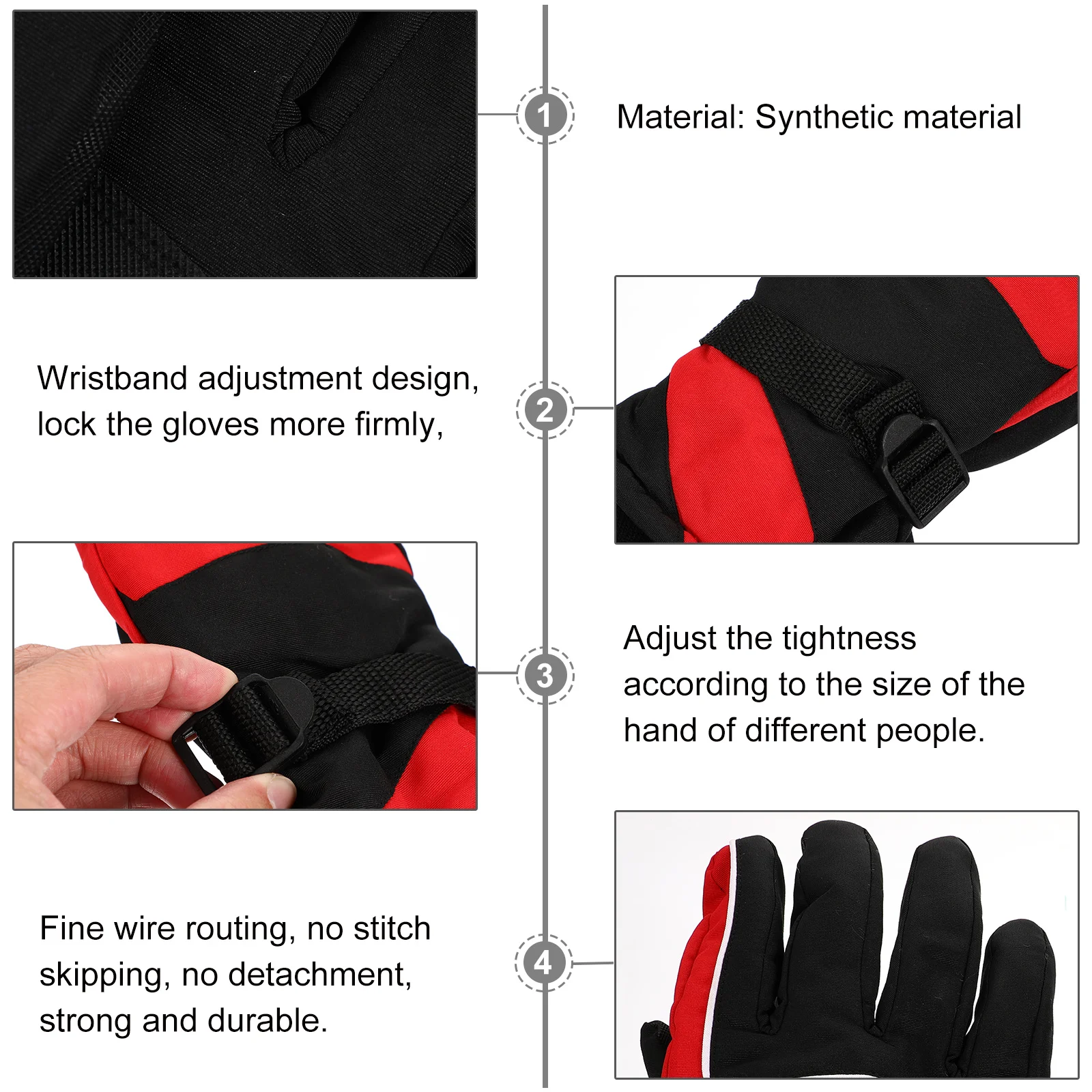 

1Pair Waterproof Winter Cycling Gloves Windproof Anti-Skid Outdoor Skiing Motorbike Warm Thick Gloves Adjustable Wrist