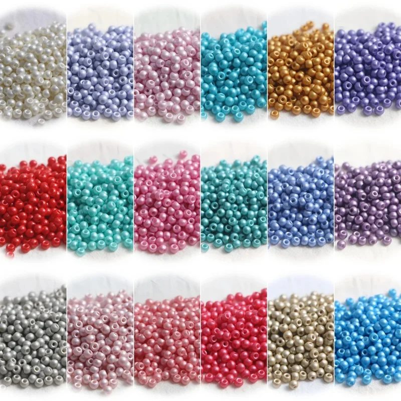 2/3/4mm high protection pearl texture solid color matte glass rice beads handmade DIY bead scattered glass beads