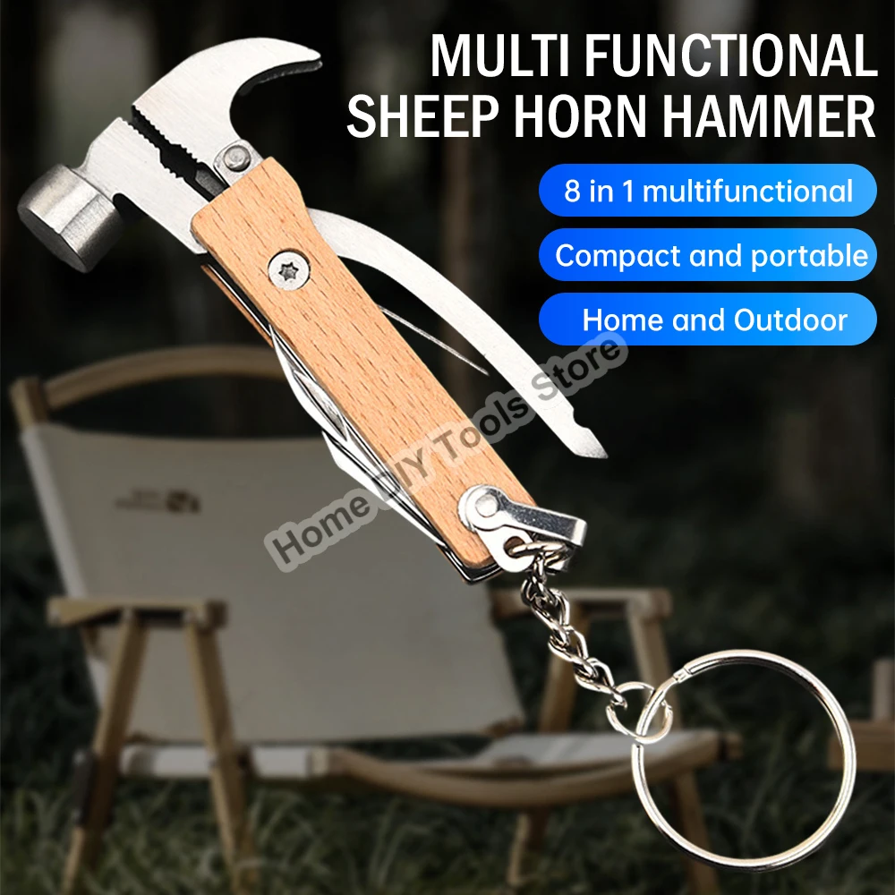 Portable Multi Tools Claw Hammer Lifesaving Hammer Knife Multi-Function Stainless Steel Pliers Emergency Claw Camping Equipment