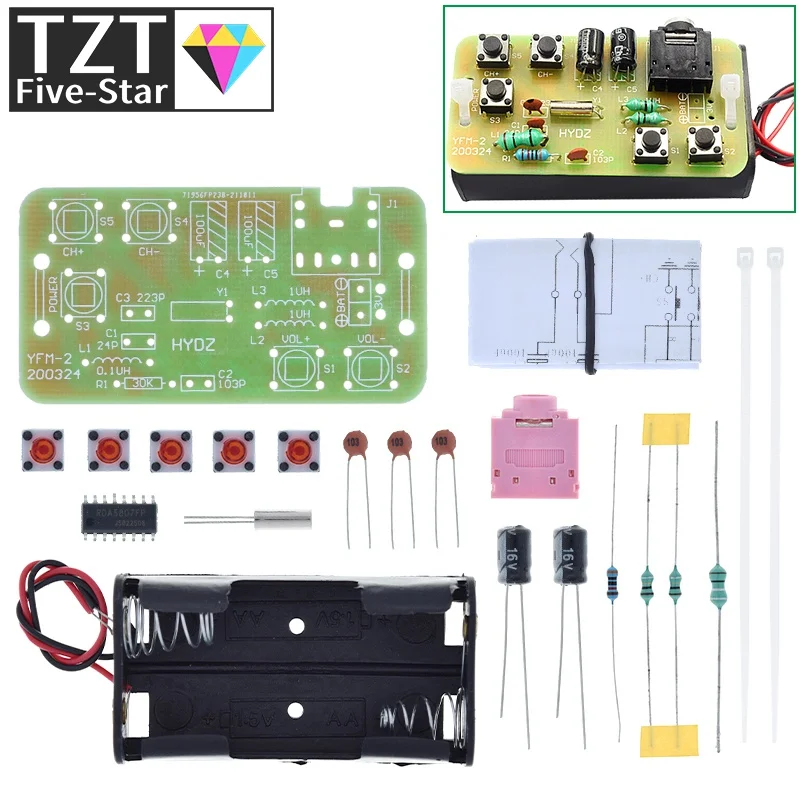 76-108MHz FM Stereo Radio DIY Kit Wireless FM Receiver Module Frequency Modulation Electronics Soldering Practice Project